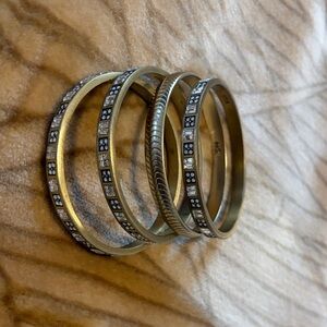 Elegant Silpada KR Gold and Rhinestone Bangle Set